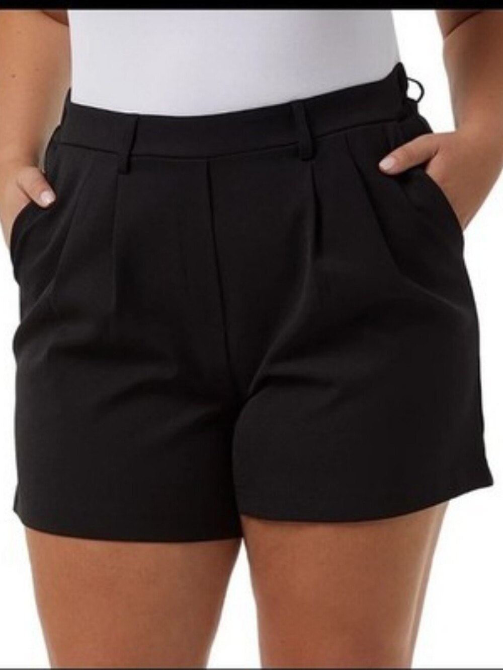 32 Degrees Black High-Waist Tailored Dress Shorts